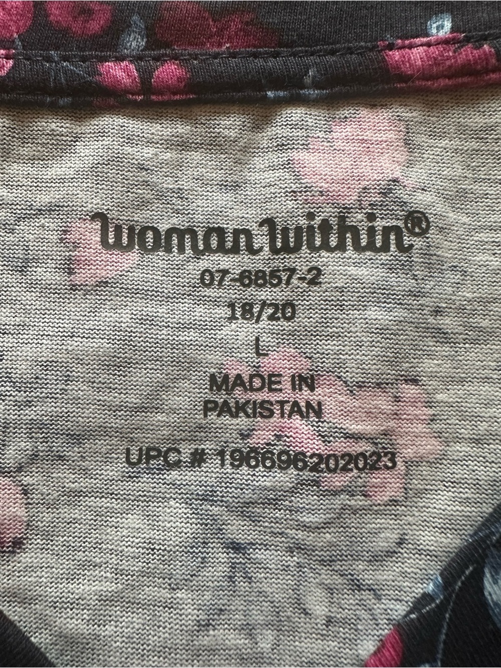 Woman Within•2 tops•button-down blouse/long-sleeve tee•18/20 L•black/pink•floral - Picture 11 of 16